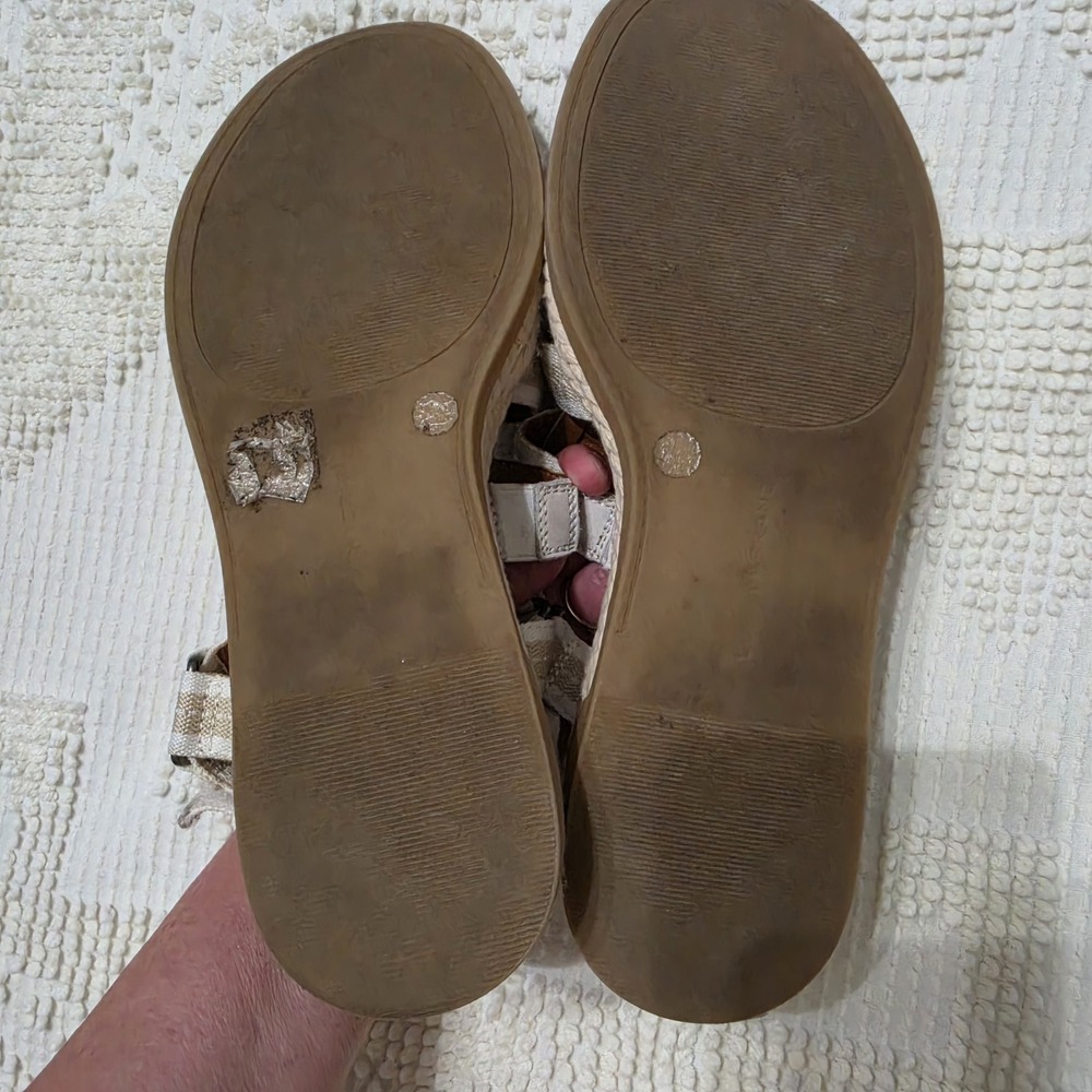 Lucky Brand Emiley Strappy Platform Sandals Size 9M Espadrille Ivory Beige Style - Picture 6 of 11